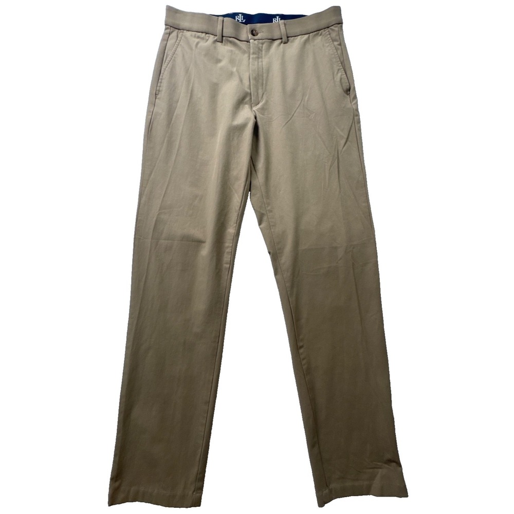 Lauren Ralph Lauren Mens Chino Pants Tan Khaki Stretch 33x32 P33W x 32L